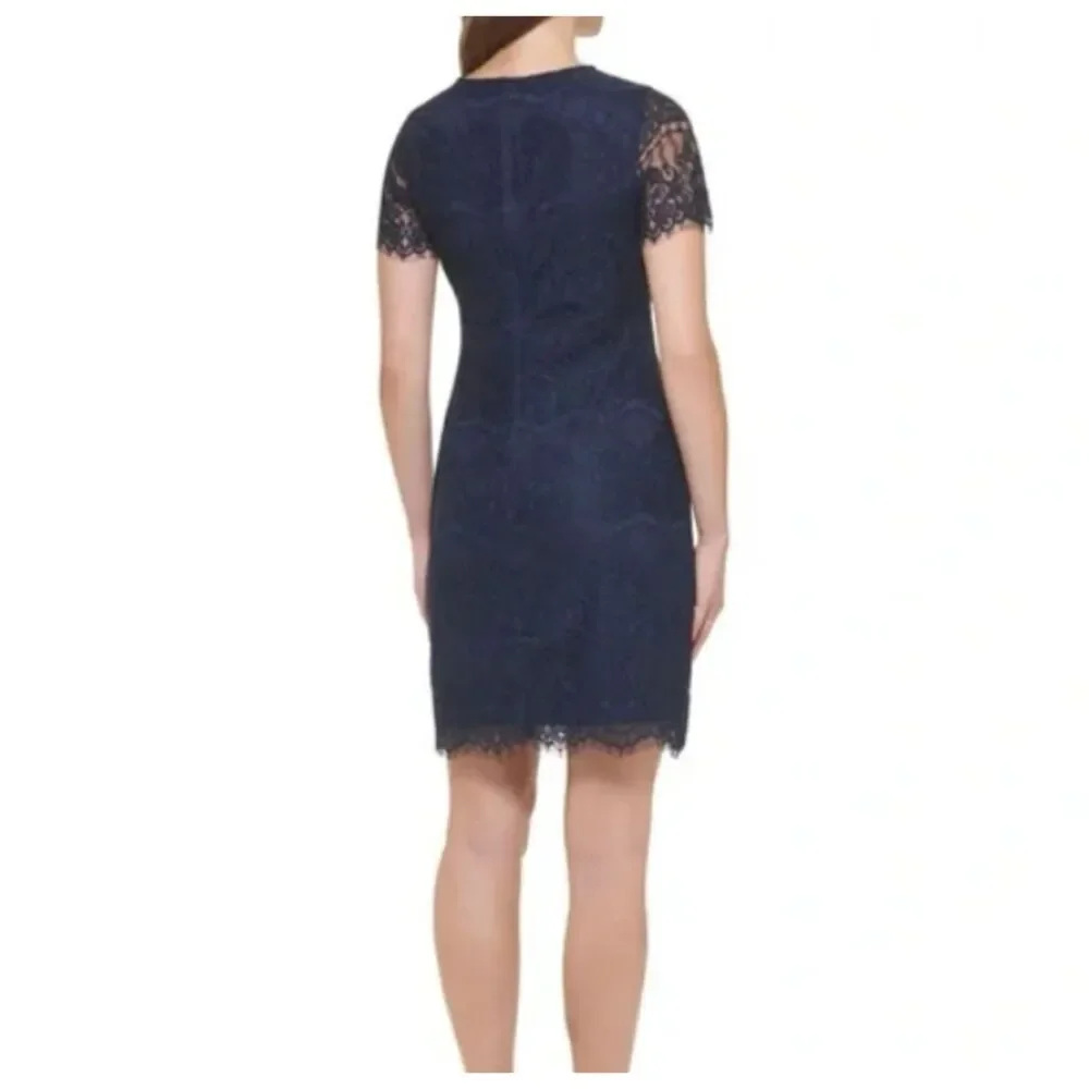 Kensie Midnight Blue Lace Mini Dress Size 6 Cocktail Evening - Picture 4 of 15